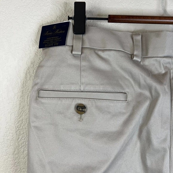 Brooks Brothers Mens Lightweight Chino Stretch Pants 34 Khaki Brown Elliot Fit - Picture 5 of 16